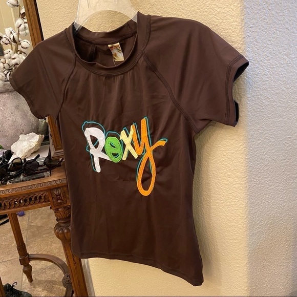 NWT~Vintage ROXY Girls Brown Rash Guard SPF 30- M/L - Picture 2 of 6